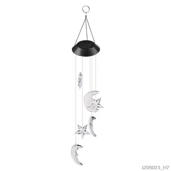 

Outdoor Solar LED Wind Chime Light Star & Moon Color-changing Chandelier Home Garden Decoration Lamp