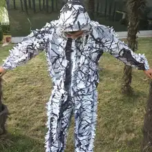 3D белый снег сливы ветви деревьев стиль камуфляж ghillie костюм birdwatch страйкбол охота одежда включает в себя куртка и брюки