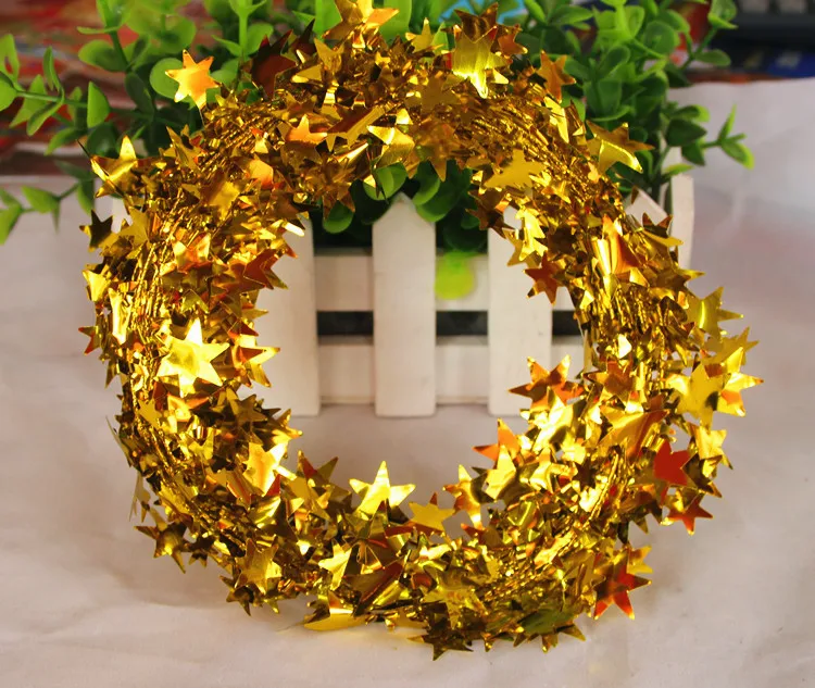 1 шт. 7 м Рождественская елка висячая звезда сосновая гирлянда Рождественское украшение орнамент 6 цветов