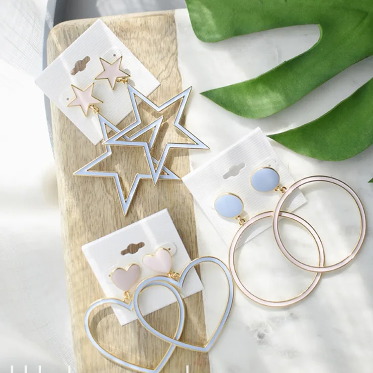 

Charm Candy Color Oversize Star Heart-shape Circle Earrings Cheap Fashion Resin Big Earrings for Women