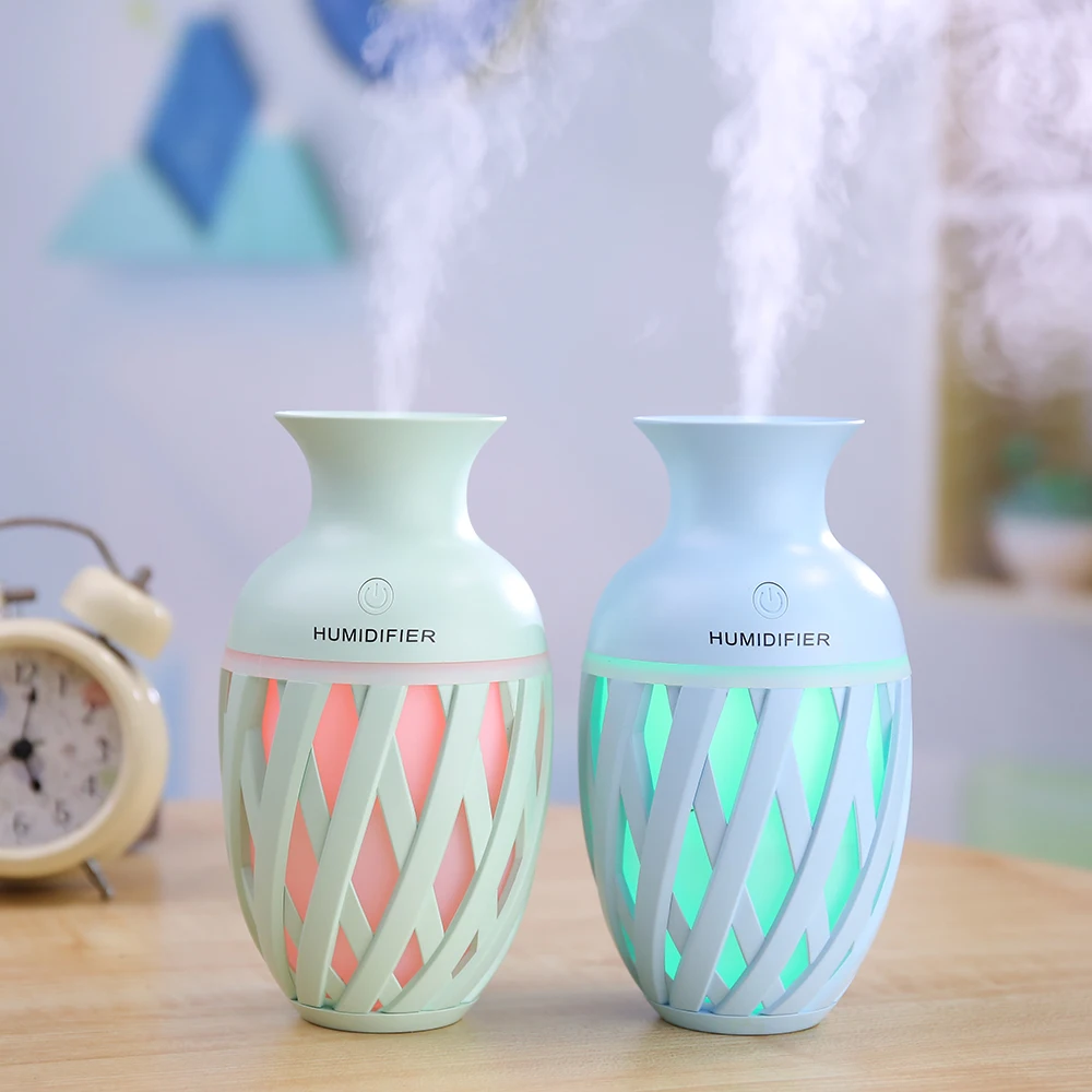 

320ML Cute Vase USB Air Humidifier for Home Car Ultrasonic Mini Aroma Diffuser Air Purifier with LED Lights Humidifier