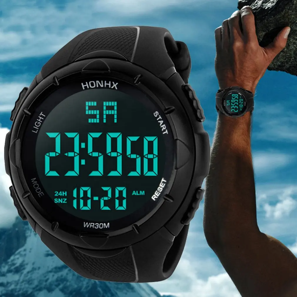 Men Boy Sports Watches LED Electronic Digital Watch 50M Waterproof Casual Outdoor Military Wristwatch Accurately Relogio