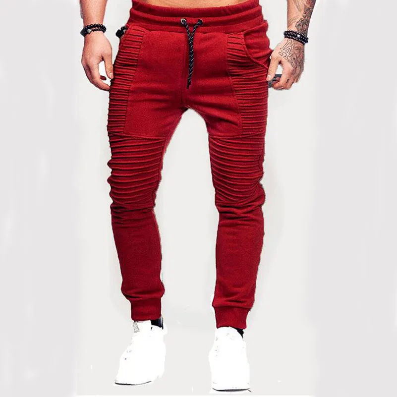 

Autumn Winter Sport Pencil Pants Hip Hop Long Pants Pleaed Sweatpants Drawstring Gyms Clothing Casual Trousers High Quality