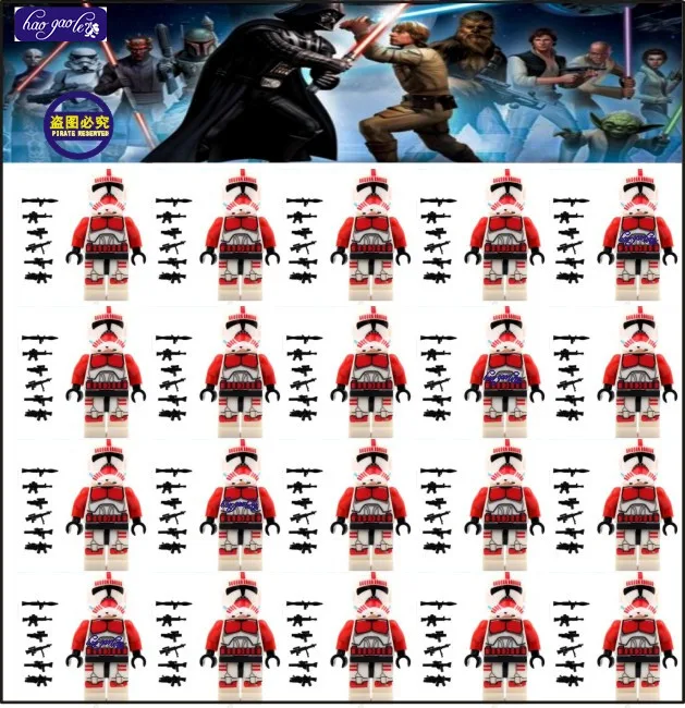 

HAOGAOLE 200pcs 7 red clone shock trooper figur with 6PCS gun weapons building block bricks action figur baby toys