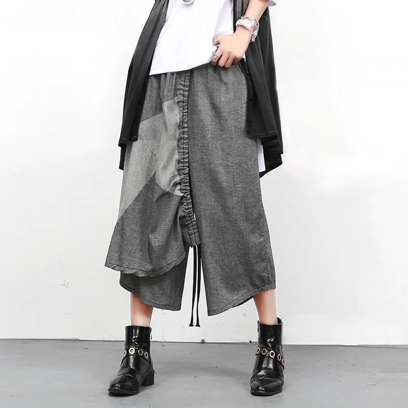 #0615 Summer Drawstring Asymmetrical Wide Leg Pants Women Loose Cotton Linen Retro Ladies Trousers Joggers Calf-length #0615 Summer Drawstring Asymmetrical Wide Leg Pants Women Loose Cotton Linen Retro Ladies Trousers Joggers Calf-length