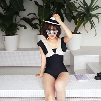 

Summer Sexy Deep V Neck Backless Tropical Print Ruffle Women One-piece Swimsuit New Vacation Beach Pool Swimwears badedrakt