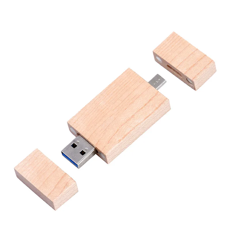 SHANDIAN OTG флеш-диск USB 2,0 деревянный u-диск смарт-флешка подходит для телефона и ПК USB флешка 4 ГБ 32 ГБ 64 Гб карта памяти - Цвет: maple wood