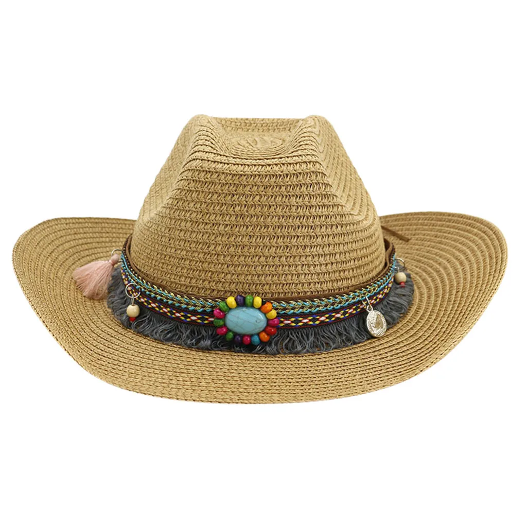 

Women's And Men's Hat Unisex Summer Cap Belts Wide Brimmed Floppy Foldable Sun Beach Straw Cowboy Hats For Czapka Z Daszkiem BL#