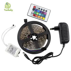 Tanbaby DC12V светодио дный полосы 3528smd 5 м 300 светодио дный гибкая лента Светодиодная лента RGB/белый/красный + 24 Вт адаптер питания