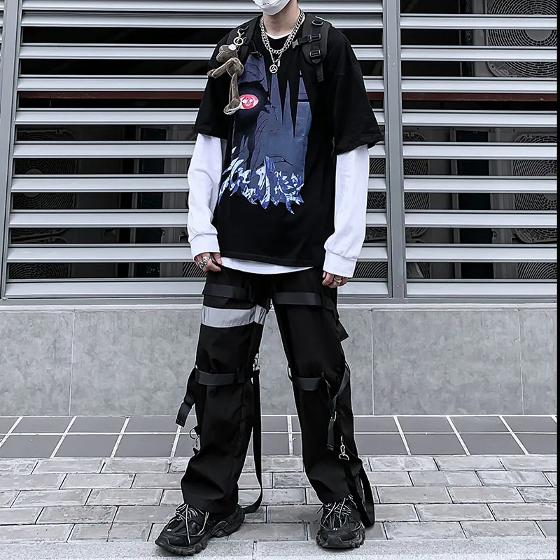 Хлопковая футболка большого размера с короткими рукавами и принтом Наруто, уличная футболка унисекс с героями мультфильмов, модный уличный костюм