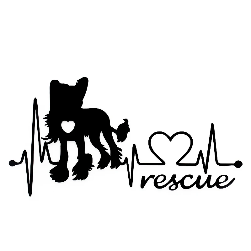 

19CM*10.1CM Chinese Crested Dog Rescue Heartbeat Interesting Fashion Vinyl Bumper Car Sticker
