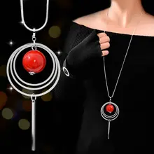Новое поступление, женское ожерелье с подвеской, s круг, длинное ожерелье из красного бисера, модное ожерелье s& Кулоны, Ювелирные Аксессуары