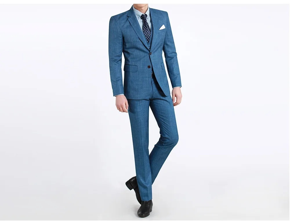 Slim Fit смокинг жениха синий Groomsmen Нотч свадебные/ужин Костюмы Best человек Жених (куртка + Брюки для девочек + галстук + жилет) b393