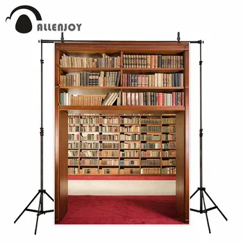 

Allenjoy library photophone bookshelf red carpet interior background photography polyester photo studio photozone photocall