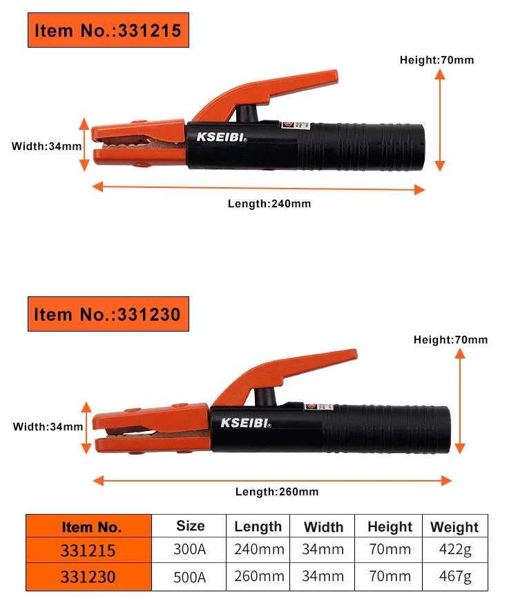 Soporte pinza para electrodos de soldadura diseño americano 300 amperios