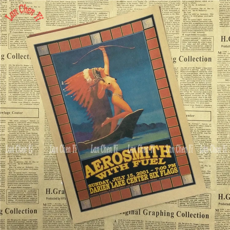 Рок-Группа Aerosmith ностальгическая матовая крафт-бумага плакат офис подарок столовая домашний Декор стикер дизайн - Цвет: Розовый