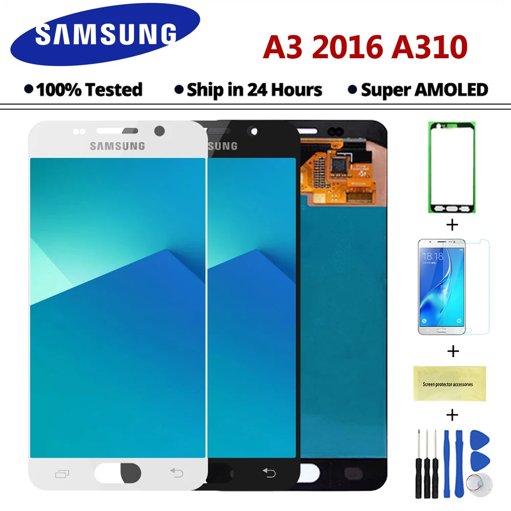

AMOLED For SAMSUNG GALAXY A3 2016 A310 LCD A310F SM-A310F Display Touch Screen Digitizer Replacement For 4.7" SAMSUNG A310 LCD