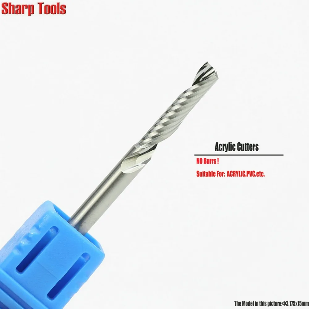 

NEW 3.175x15MM Imported Super Carbide One Flute CNC Milling Tools, 10pc CNC Router Cutter for Wood Milling Cutting Tools Machine