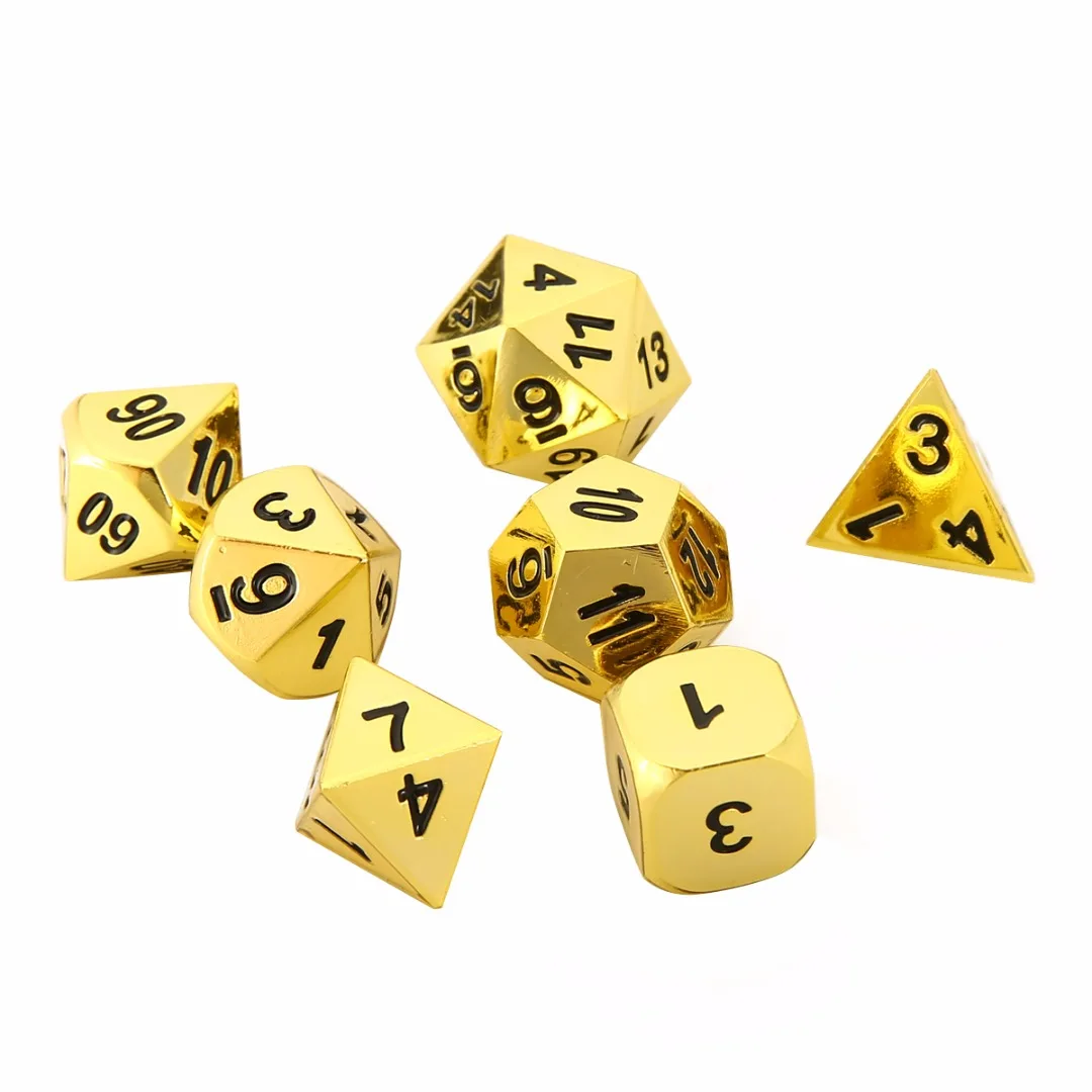 

7Pcs/set Metal Polyhedral Dice With Bag For Role Playing Game Drinking Dice For Dungeons & Dragons Funny Dices