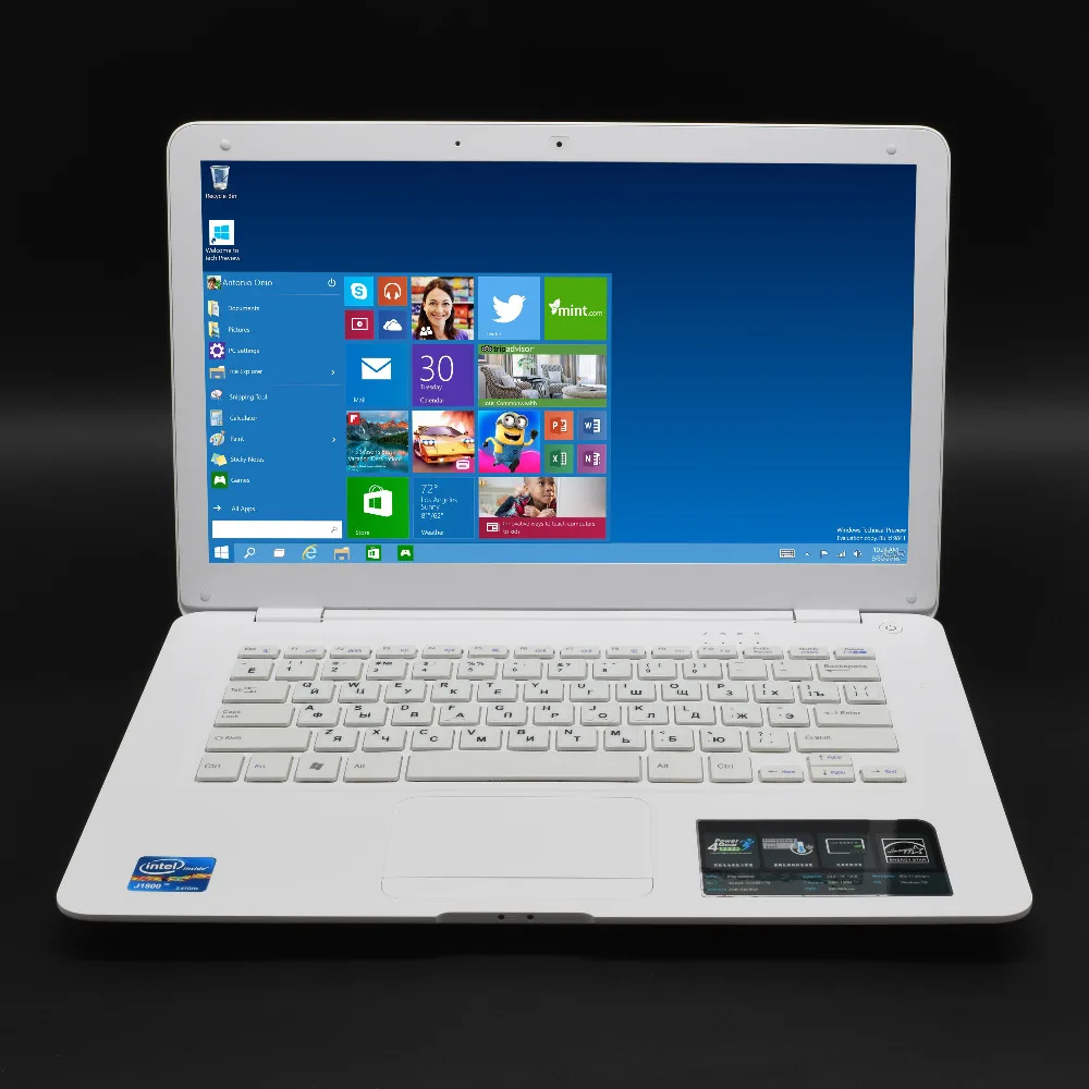 

14" Notebook 8GB RAM 750GB HDD Windows10 Fast CPU Intel Business Student PC White WIFI Arabic AZERTY Spanish Russian Keyboard