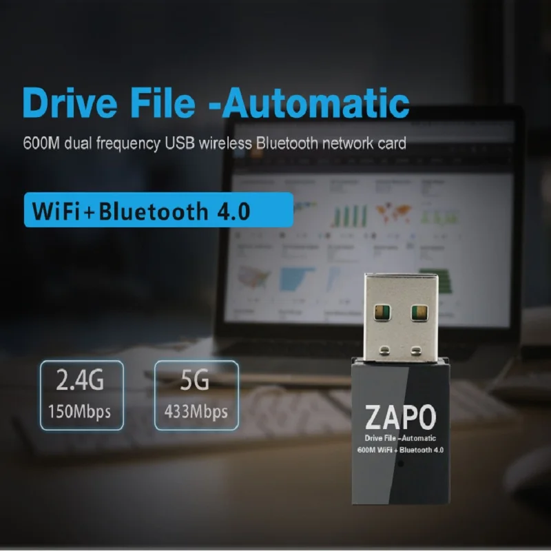 Zapo Mini Free Drive файл беспроводной Ac 600M 5G Wifi Usb Bluetooth 4,0 адаптер двойные антенны сетевая карта для настольного ПК Lapto