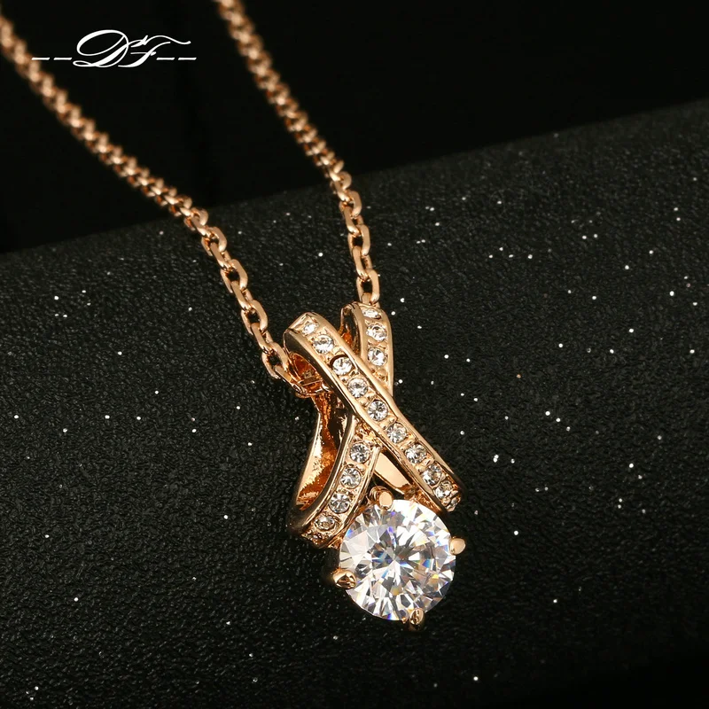 Cubic Zirconia Rose Gold Color Party Necklaces & Pendants Wholesale