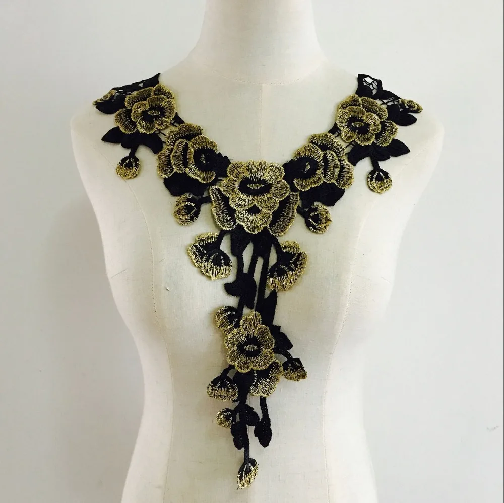 

3D Flower Floral Guipure Collar Lace Trim Embroidered Neck Applique Sewing Craft Classic Embroidery Collar Fake Neckline Gifts