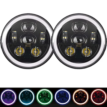 

7 Inch LED Headlight RGB Multi-color Angel Eyes Projector for Motorcycle for Jeep Wrangler JK Hummer Suzuki Samurai Lada 4x4