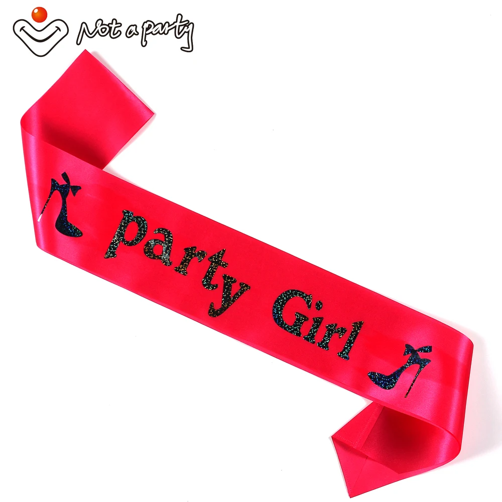 Блестящий Пояс вечерние принадлежности для мероприятий Свадебные События день рождения ленты для девочки девичник холостяцкая Вечеринка принадлежности вечеринка для девочек сувениры - Цвет: Pinkpartygirl