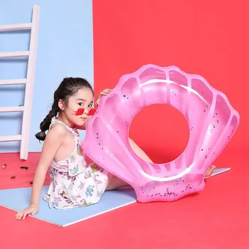 

80cm 90cm 110cm Inflatable Shell Swim Ring With Sequins Pool Inflatable Toys Baby Float Swimming Ring Inflatable Pool Float Boia