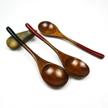 Set of 2pcs Wooden Spoons Tableware Natural Wood Tea Coffee Dessert Spoon Japanese Style Catering Spoon Kitchen Dinnerware