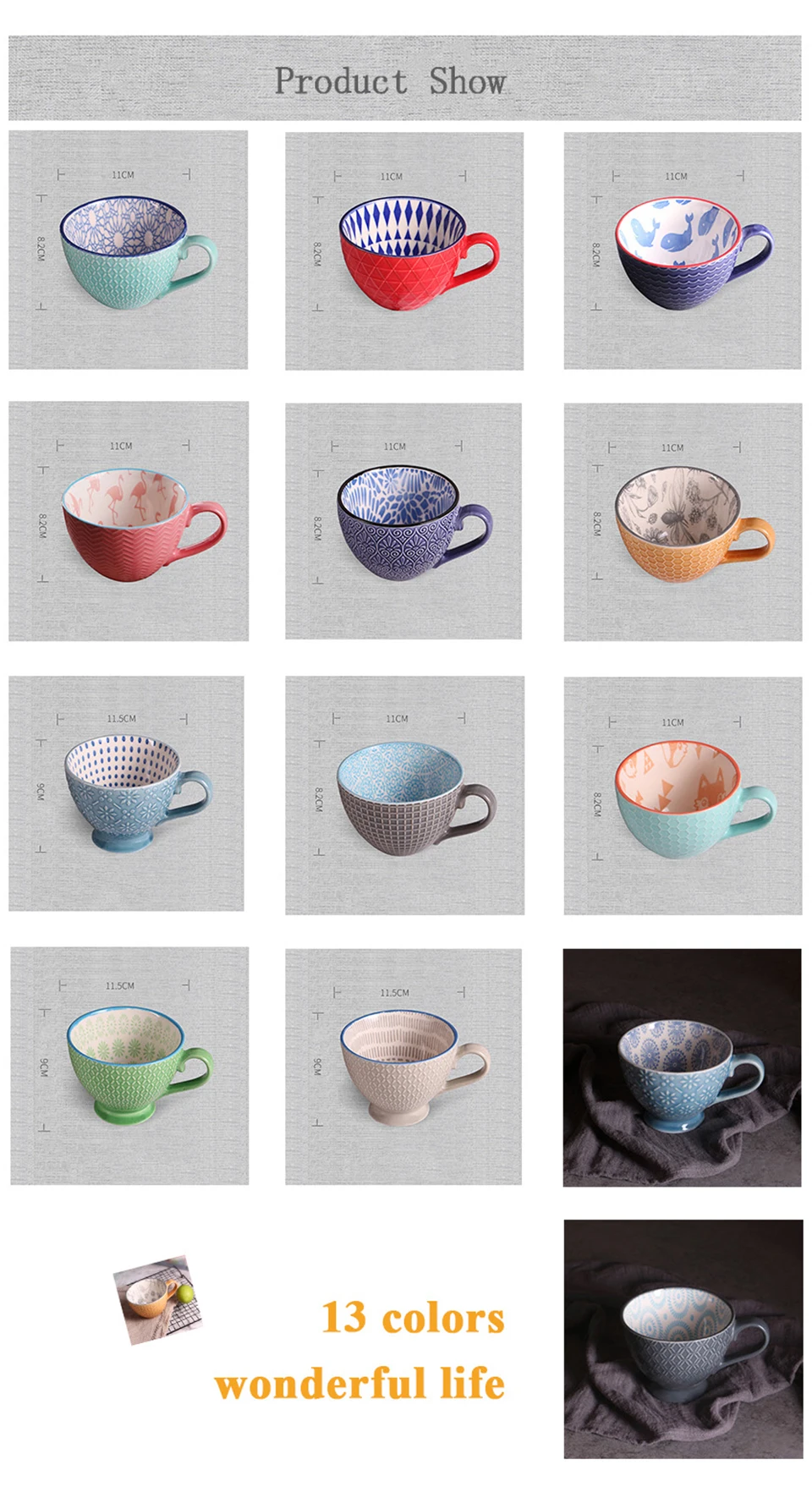 color porcelain cups