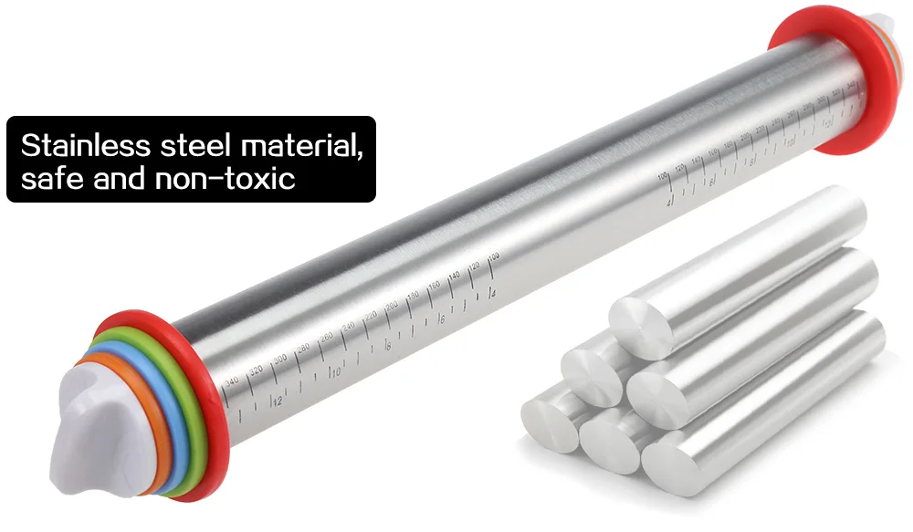 Adjustable Baking Stick Stainless Steel Rolling Pin