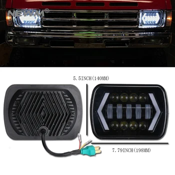

5" x 7" 7x6 90W Square with Angel Eyes High/Low H4 LED Headlight For Jeep XJ MJ Toyota Celica Nissan 240SX s13 Auto DRL Headlamp