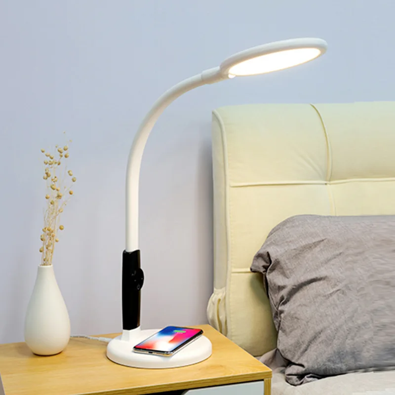

Wireless Charging LED Desk Lamp Adjustable Table Lamp with Cell Phone Charger Base Eye Protection Reading Lamp
