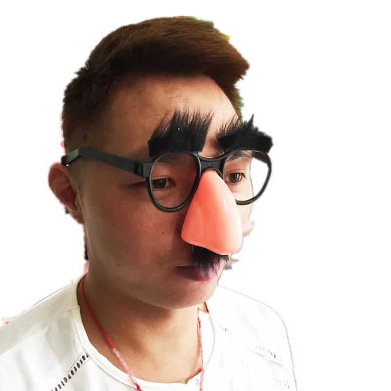 2x Drôle Clown Lunettes Bal Costumé Round Frame nez rouge avec sifflet Moustache U8_A 