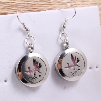 

20MM Perfume Locket Earrings Silver Aromatherapy Essential Oil Diffuser Locket Dangle Earrings For Women