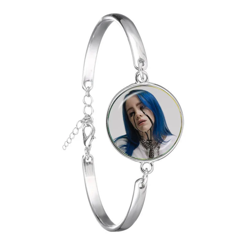 Хип-хоп цепочка со скрипичным ключом браслет Billie Eilish Art Picture 18 мм бижутерия со стеклянными кабошонами для женщин девочек музыкальные фанаты подарок - Окраска металла: 25