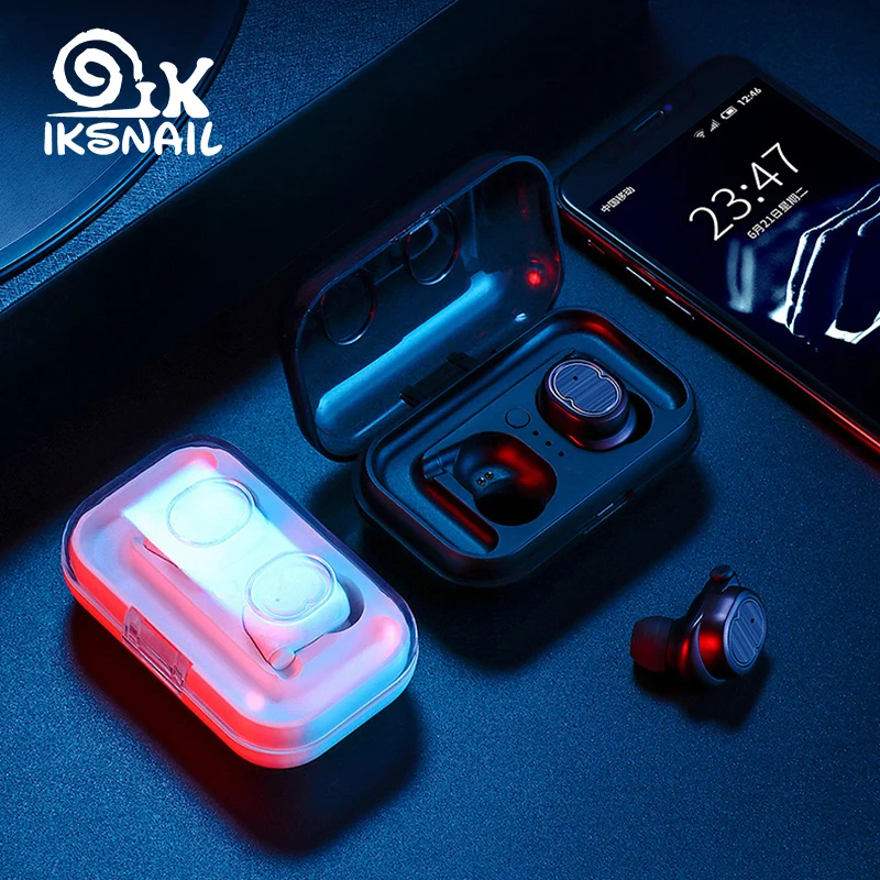 IKSNAIL Горячая беспроводные наушники-вкладыши TWS с наушники V5.0 Bluetooth гарнитура