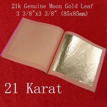 

85X85mm 21K Genuine Moon gold leaf foil sheet Pure Gold Leaf 1 booklets 25 pieces per booklet , free shipping