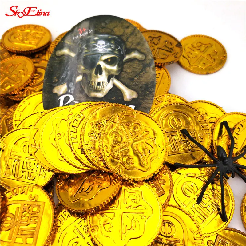 50 шт. рождественские пластиковые золотые сокровища в виде монет капитан принадлежности для пиратской вечеринки реквизит Детские Игрушки Монеты 5ZHH268
