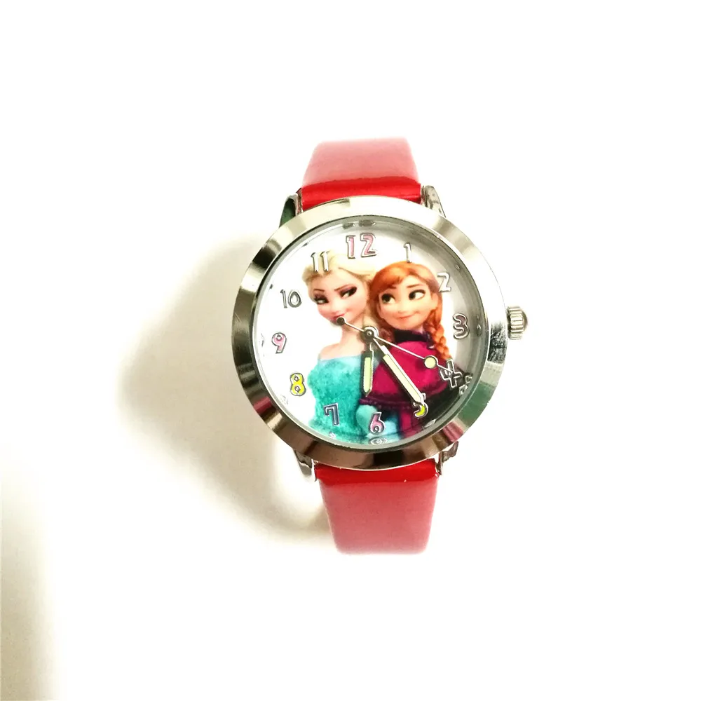3D нижнее белье с рисунком из мультфильма трусы кварцевые Эльза часы Anna браслет для девочек подарок для маленьких детей мини-наручные часы Montre Enfant детские часы Relogio Infantil - Цвет: Красный