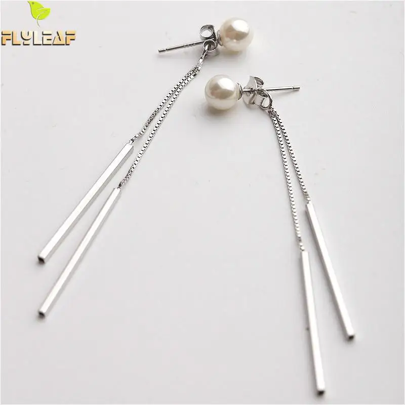 

Flyleaf 100% 925 Sterling Silver Tassel Shell Beads Drop Earrings For Women Personality Creativity Fashion Party Jewelry