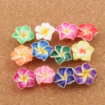 

17pcs Handmade Clay Lily Flower Beads Colorful Polymer Clay Plumeria Flowers L3104 20mm