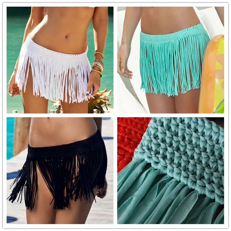 Hand made Crochet Tassel Bikinis Bottom Cover Ups New Short Swimsuit