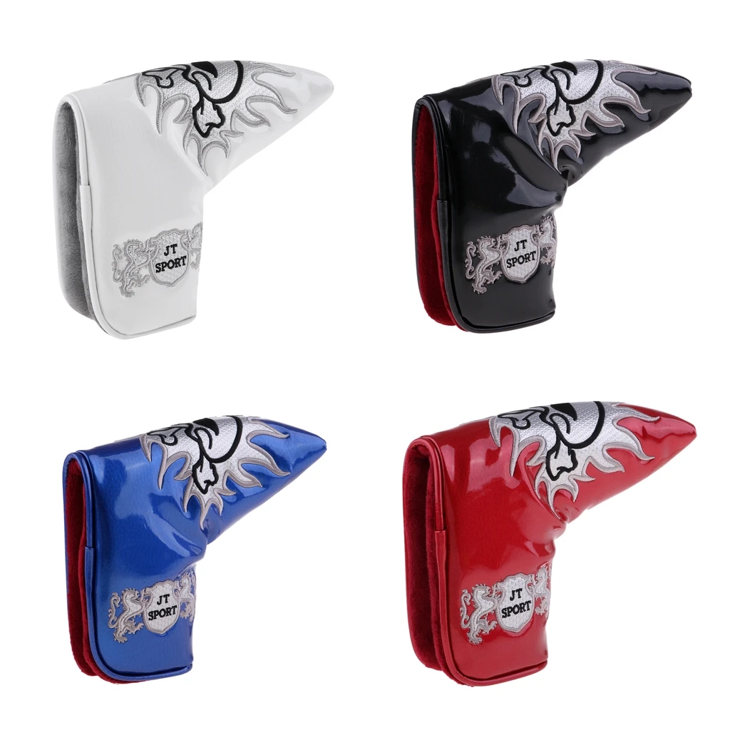 Premium Durable PU Skull Head Magnetic Golf Blade Putter Head Cover Headcover Protector Bag Accessories - 4 Colors