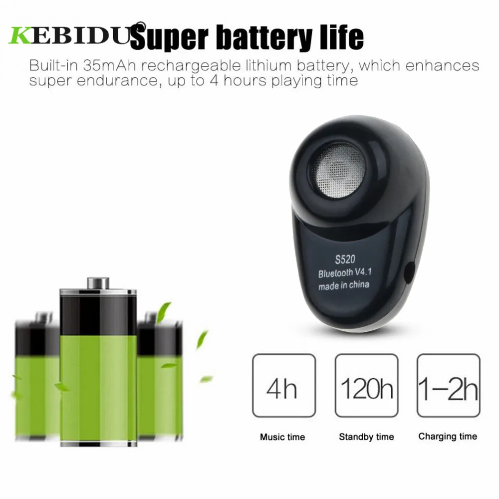 Беспроводные мини наушники kebidu S520 Bluetooth 4 1 гарнитура с микрофоном свободные руки