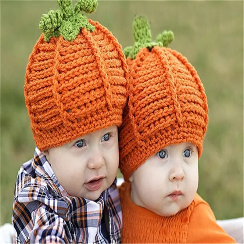 Latest Crochet Baby Pumpkin Hats Knitted Baby Kids Photo Props Infant