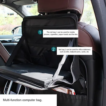 

Car Rear Seat Folding Table Multifunction Car Storage Auto Computer DVD Holder Tray Travel Car Seat Back Bag with Net Pocket