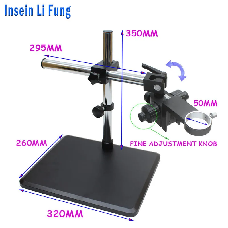 Industrial Microscope Camera Lens Focusing Ring Holder 50mm Fine Adjustment Bracket 360 Degree